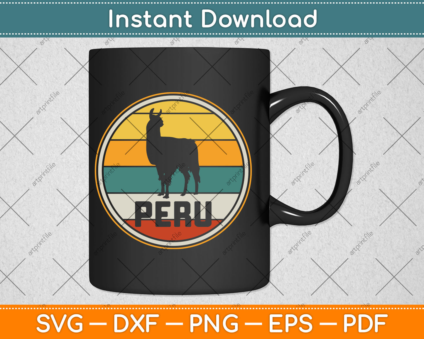 Peru Vicuna Peruvian Retro Vintage Svg Design Digital Cutting File