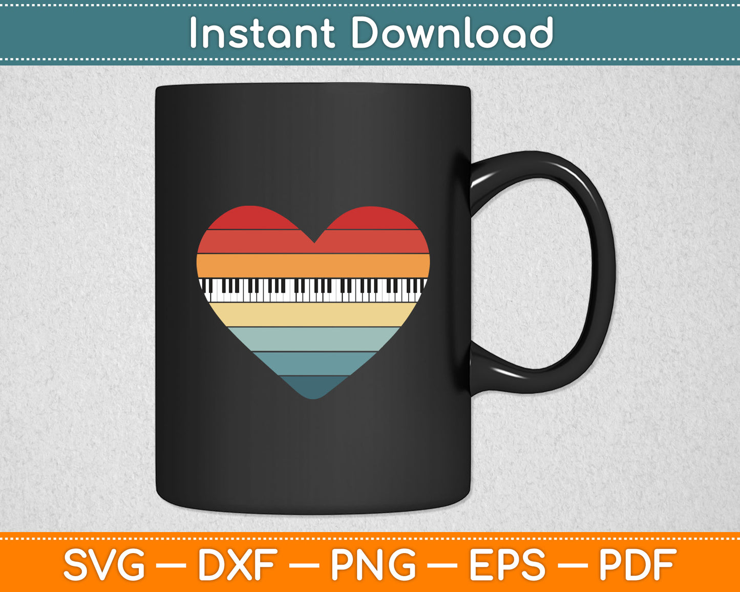Pianist Gifts Retro Sunset Piano Keyboard Player Teacher Svg Digital Cutting File