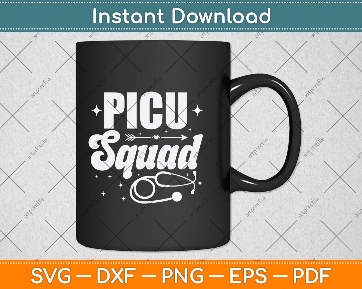Picu Squad Stethoscope Gift Nurse Svg Png Dxf Digital Cutting File