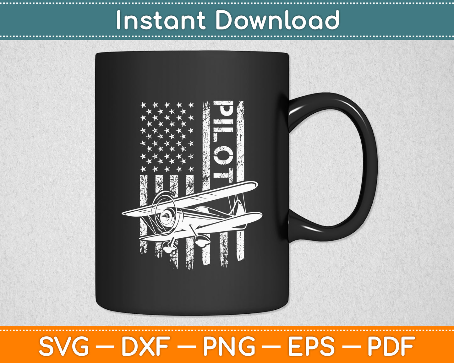 Pilot American Flag Airplane Design Aviation Svg Png Dxf Digital Cutting File