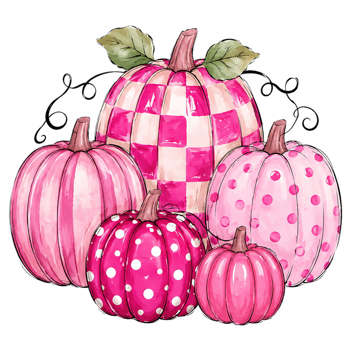 Pink Checkered Fall Pumpkin PNG
