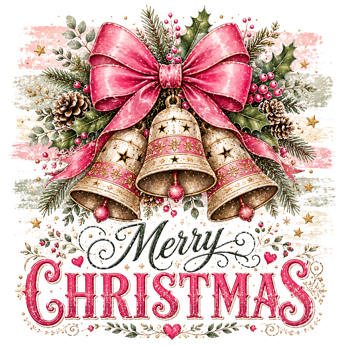 Pink Christmas Bells PNG