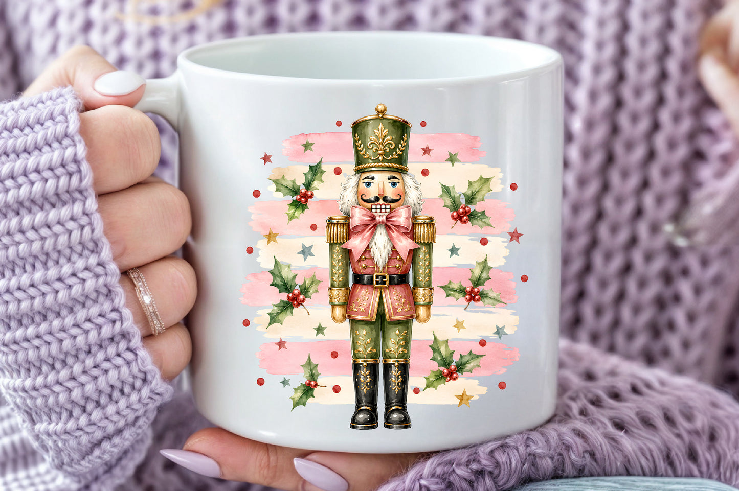 Pink Christmas Sublimation PNG Vintage Santa Nutcracker Christmas Tree Holiday Design