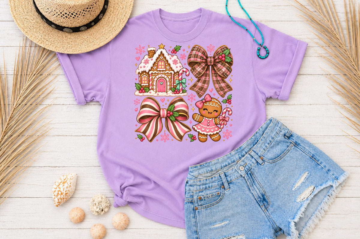 Pink Gingerbread House Christmas PNG Bundle