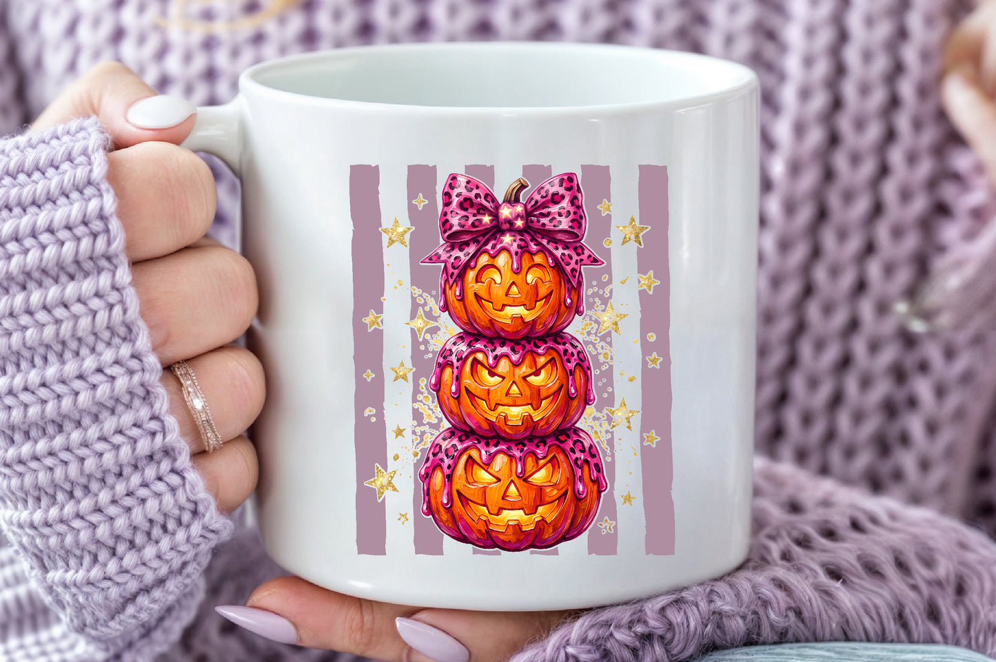 Pink Leopard Stacked Pumpkin PNG Cute Halloween Sublimation