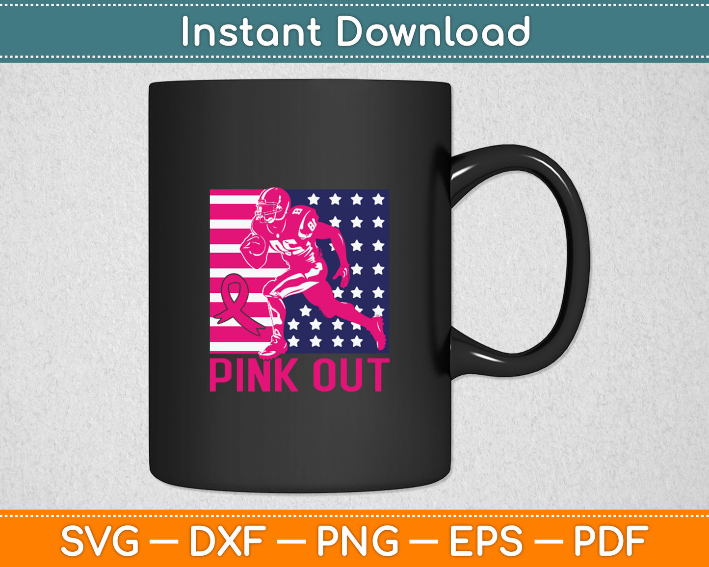 Pink Out Football Breast Cancer Tackle Breast Cancer Svg Digital Cutting File