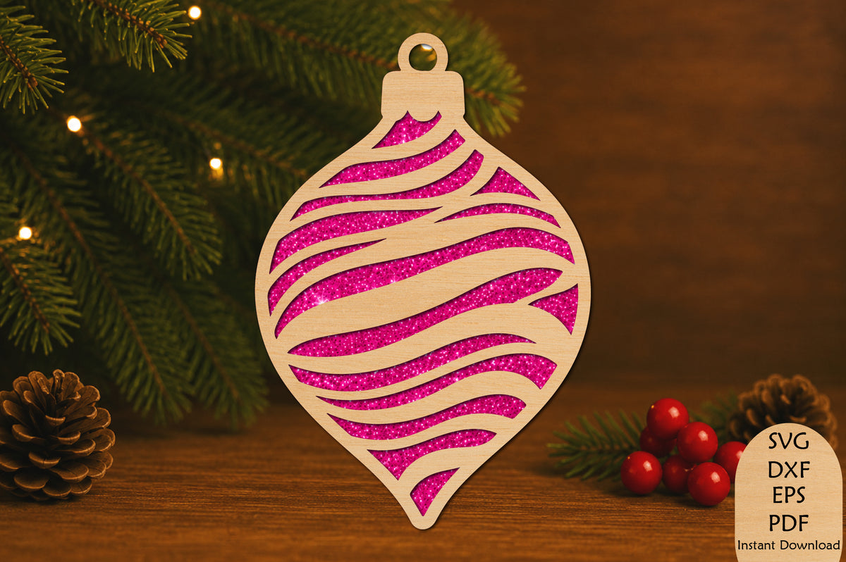 Elegant Swirl Christmas Ornament Laser Cut SVG File