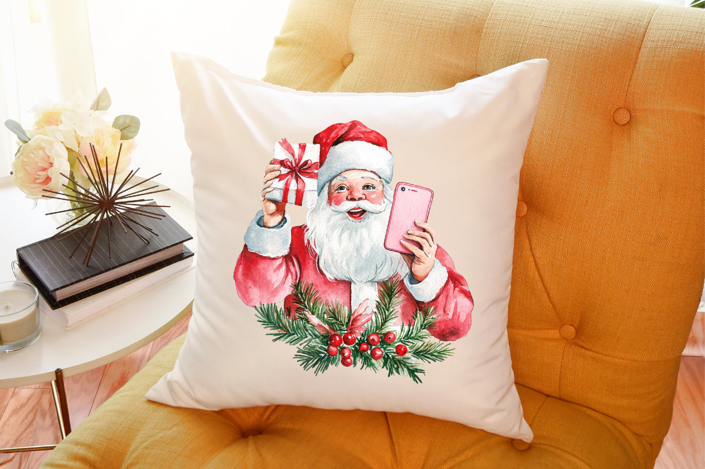 Pink Trendy Christmas Santa Clipart Cute Holiday PNG Bundle