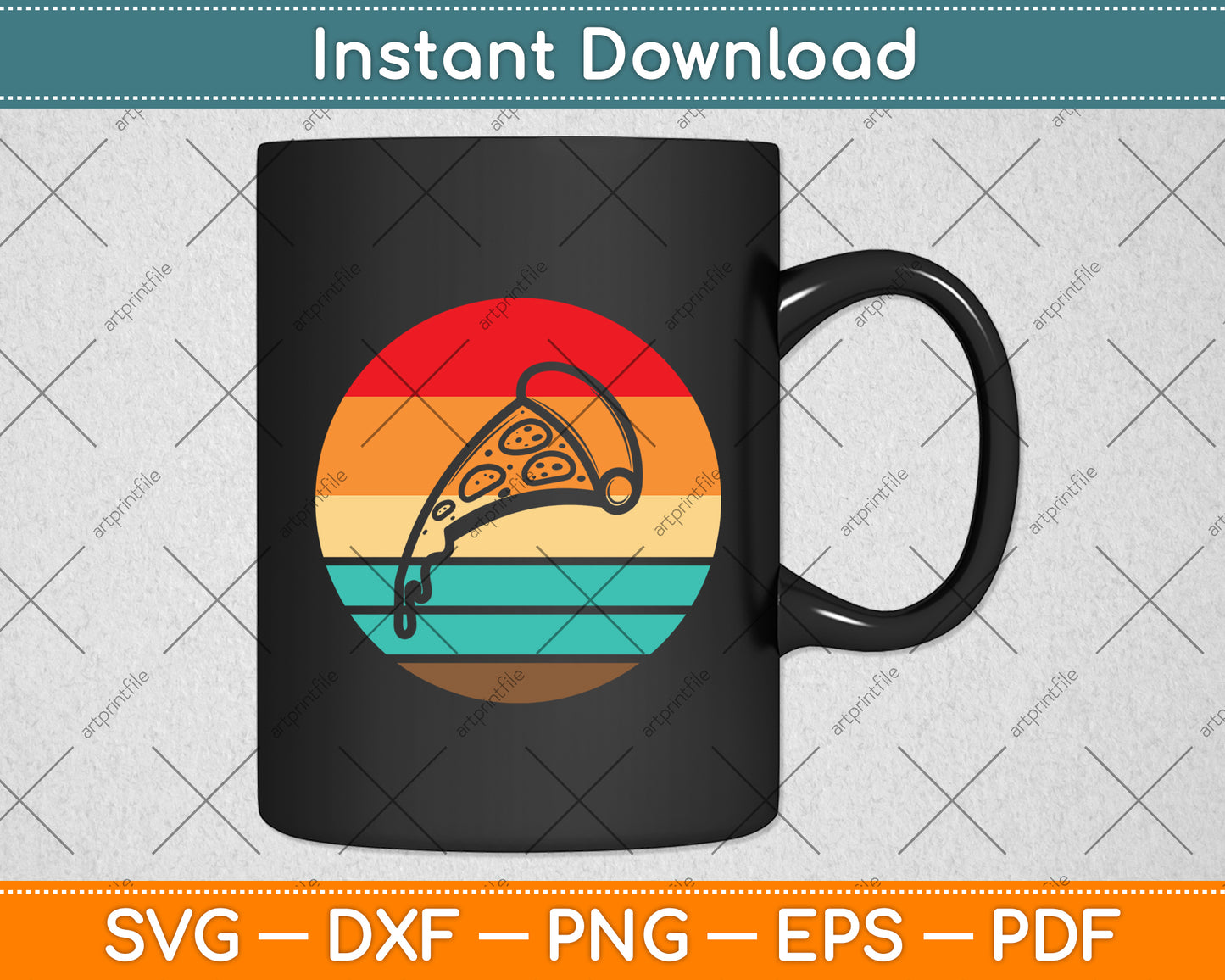 Pizza Vintage Retro Style Svg Digital Cutting File