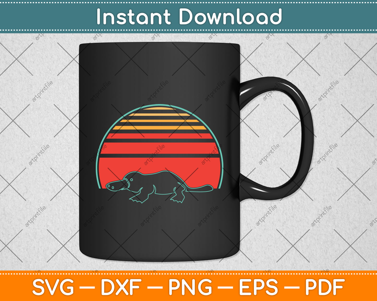 Platypus Vintage Retro Svg Design Digital Cutting File