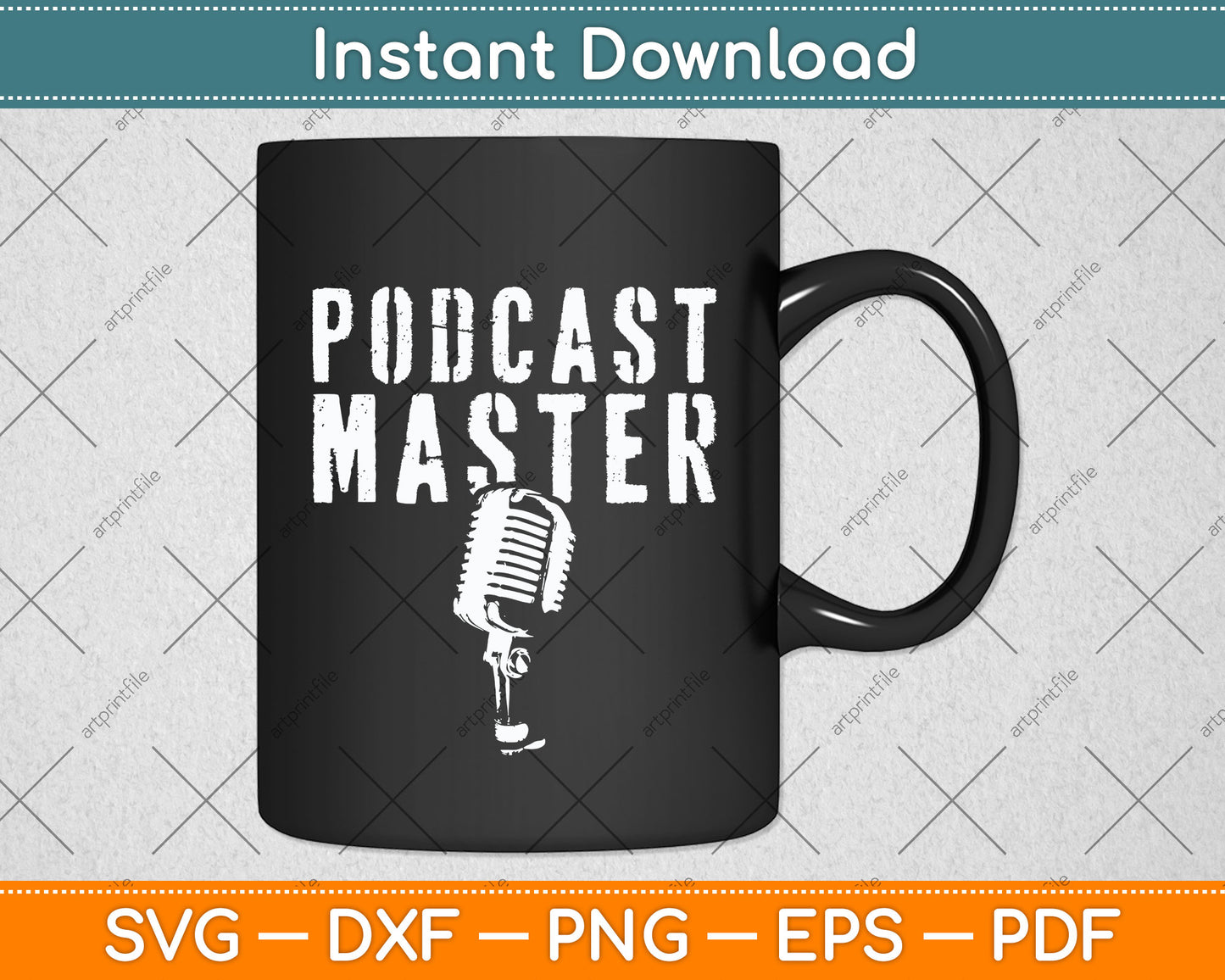 Podcast Master Funny Microphone Podcasting Svg Png Dxf Digital Cutting File