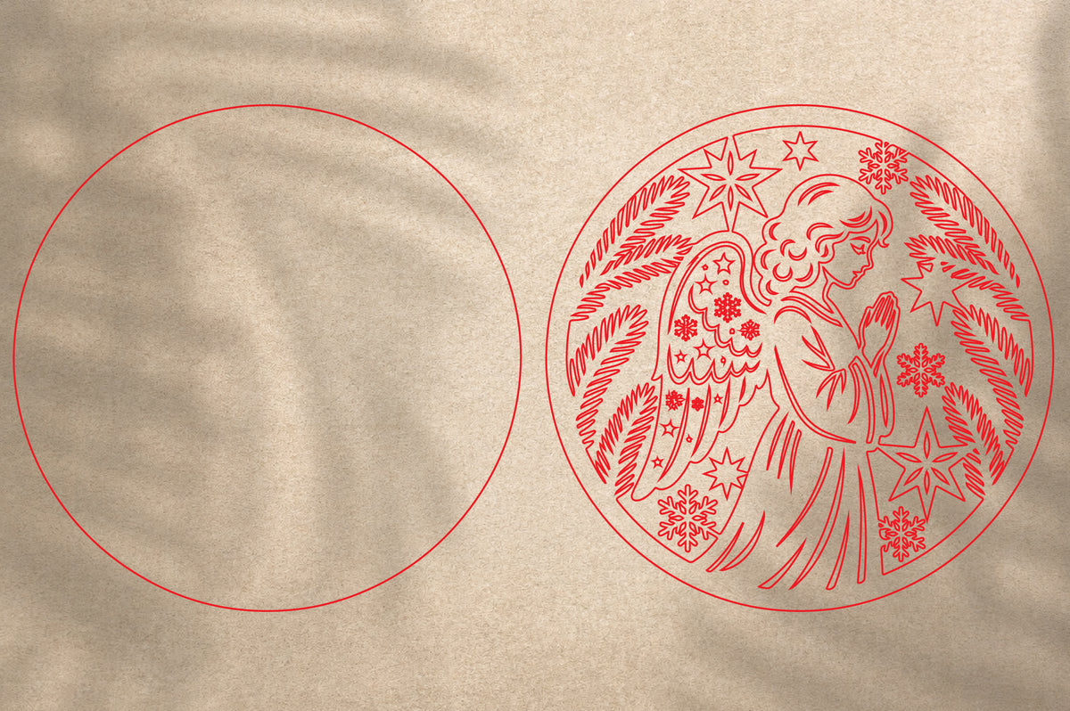 Praying Angel Christmas Ornament SVG | Angel Wings Laser Cut Design