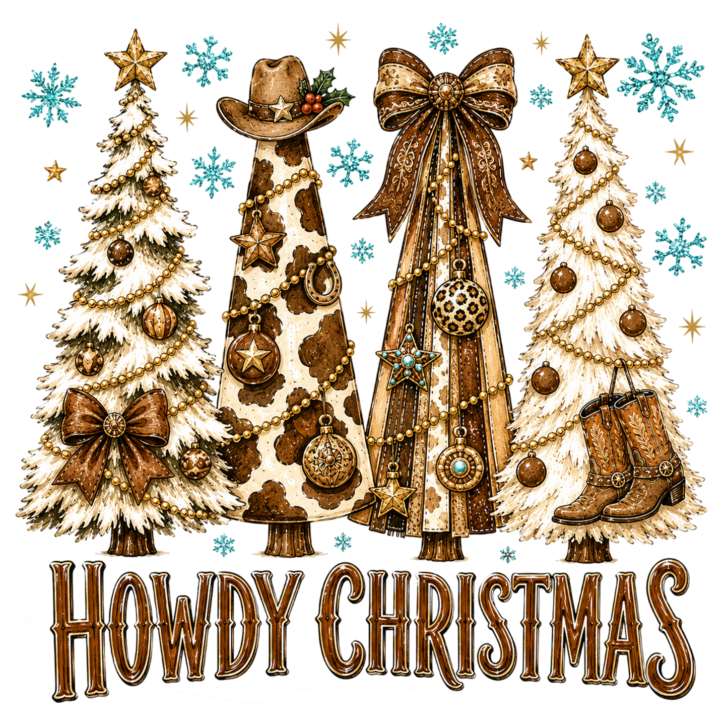 Howdy Christmas Tree PNG, Western Cowboy Christmas Sublimation Design
