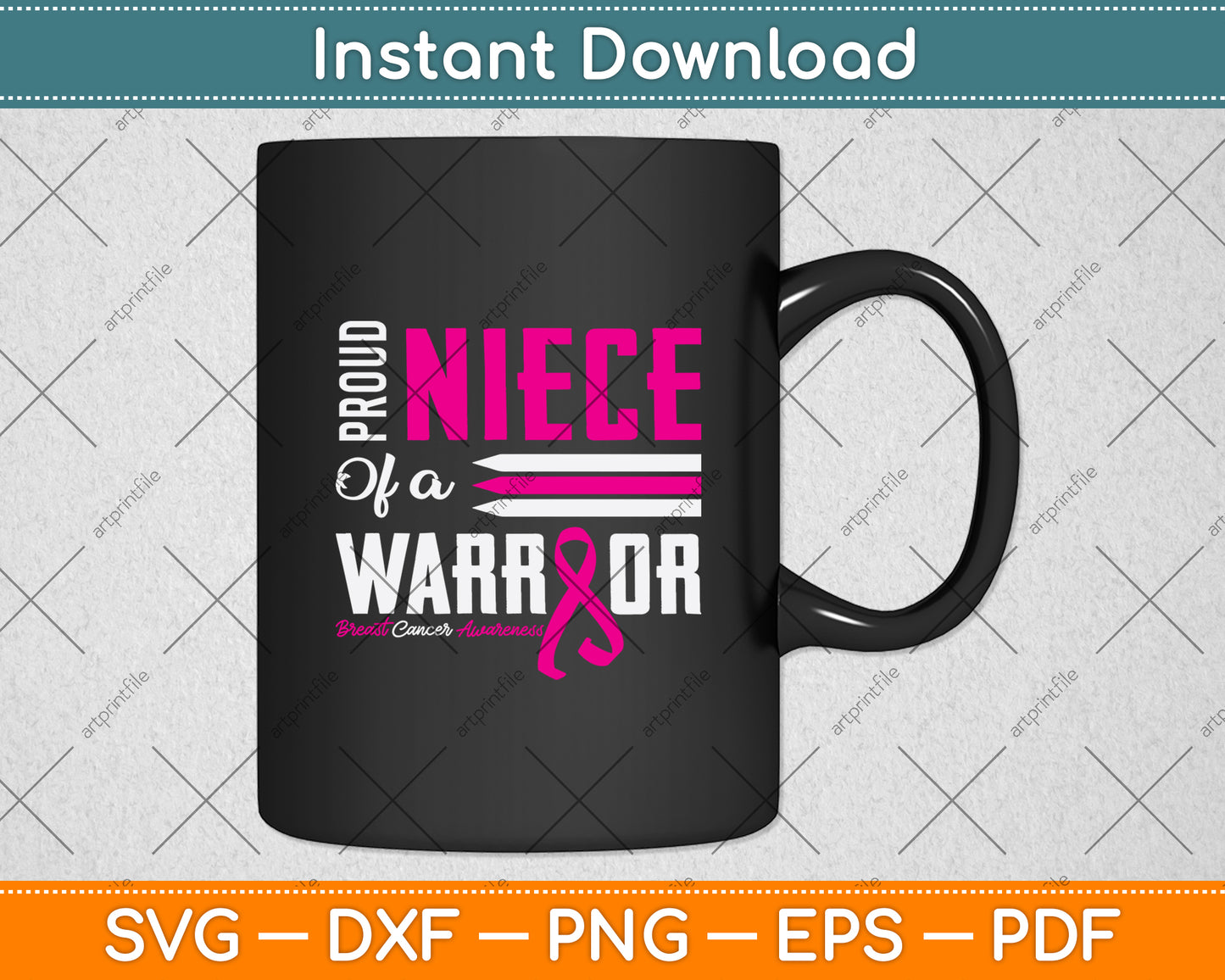Proud Niece Of A Warrior Breast Cancer Awareness Svg Png Dxf Digital Cutting File