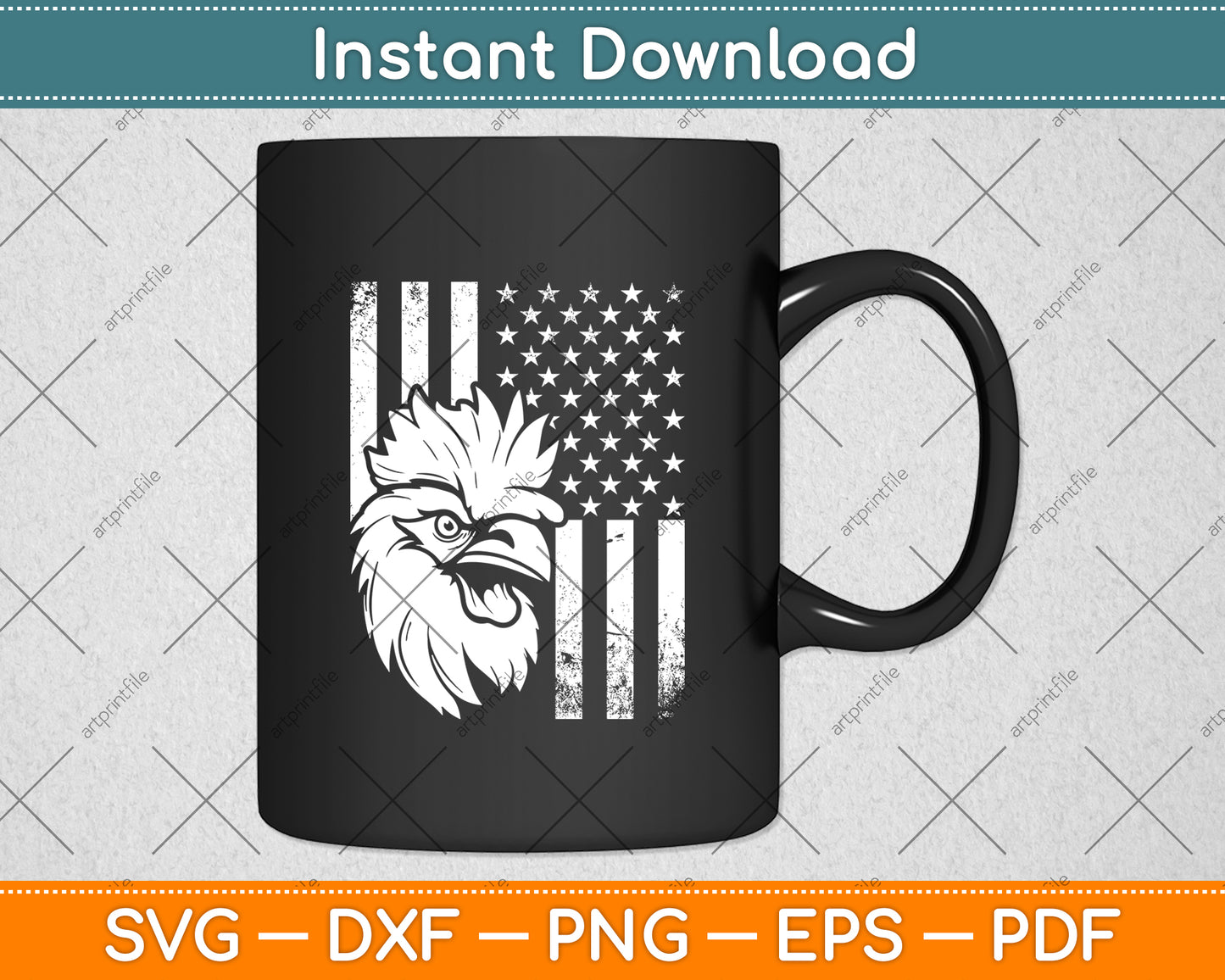 Proud Patriotic Chicken Rooster Farmer Lover American Flag Svg Digital Cutting File