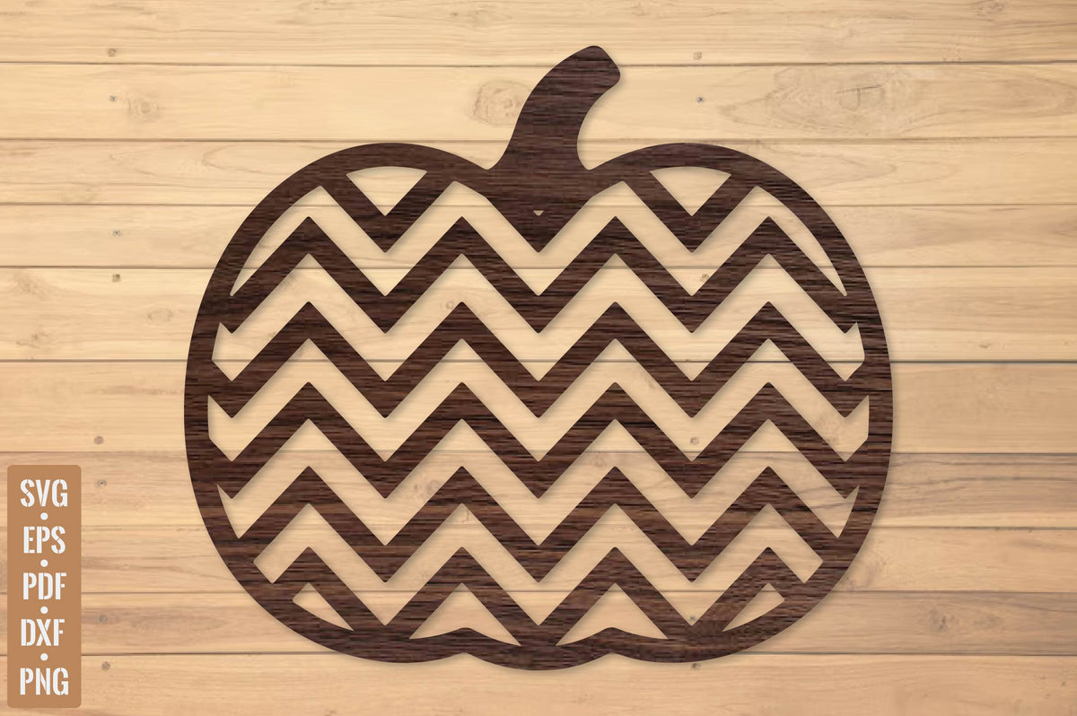 Chevron Pumpkin Door Hanger Laser Cut SVG, Modern Pumpkin Cut File, Fall Porch Decor