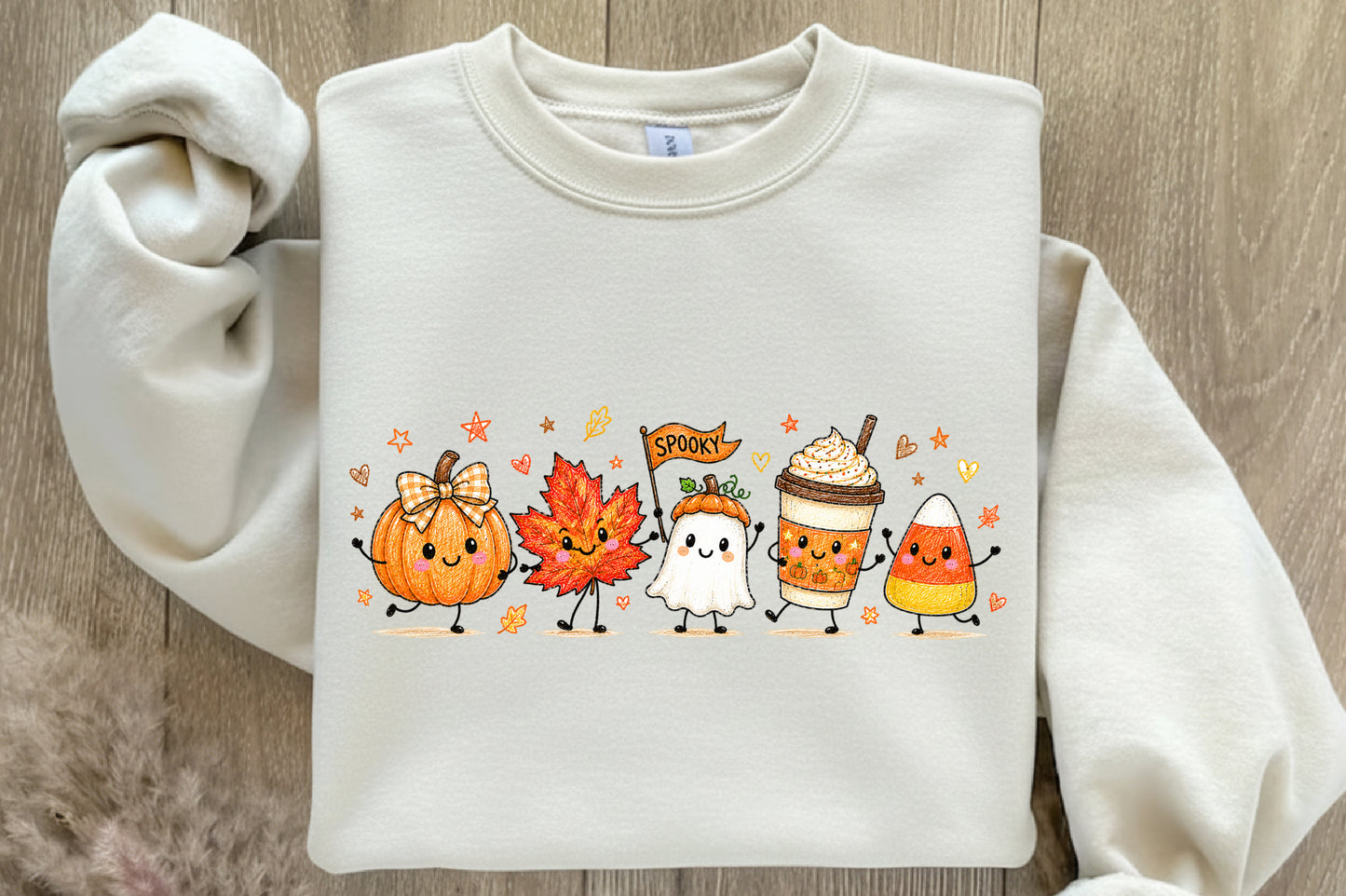 Cute Fall Halloween PNG Pumpkin Ghost Candy Corn Coffee Spooky