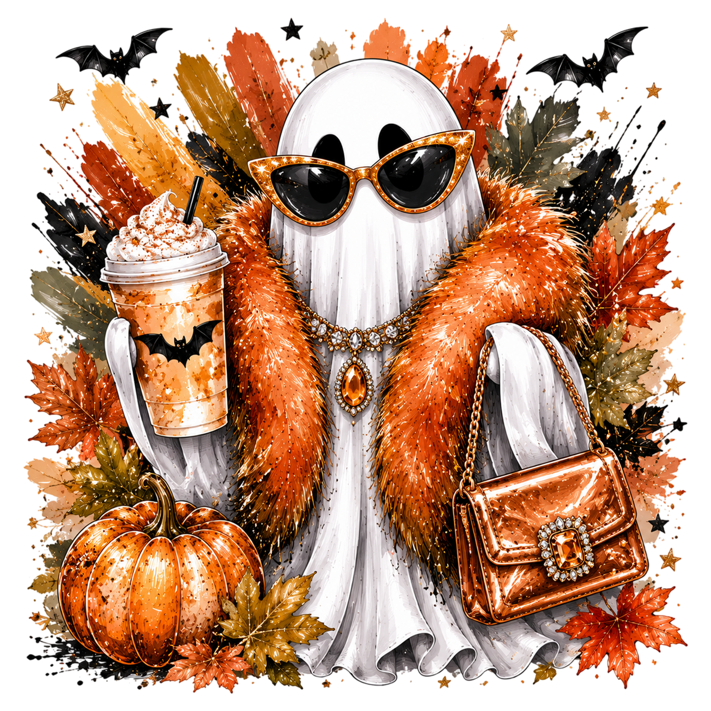 Pumpkin Halloween Spooky PNG | Cute Ghost Pumpkin Fall Halloween Sublimation Design