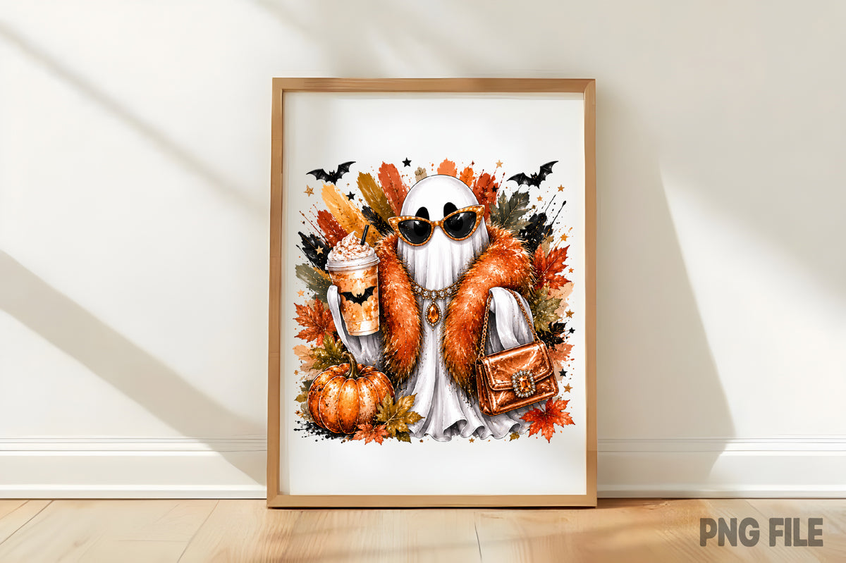 Pumpkin Halloween Spooky PNG | Cute Ghost Pumpkin Fall Halloween Sublimation Design