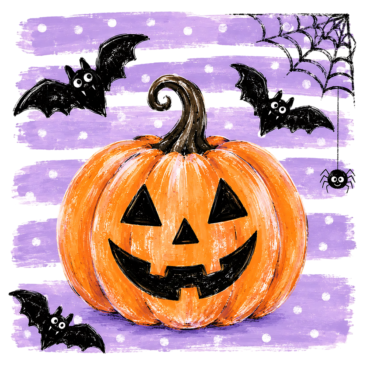 Pumpkin Striped Polka Dot Halloween PNG Cute Spooky Pumpkin