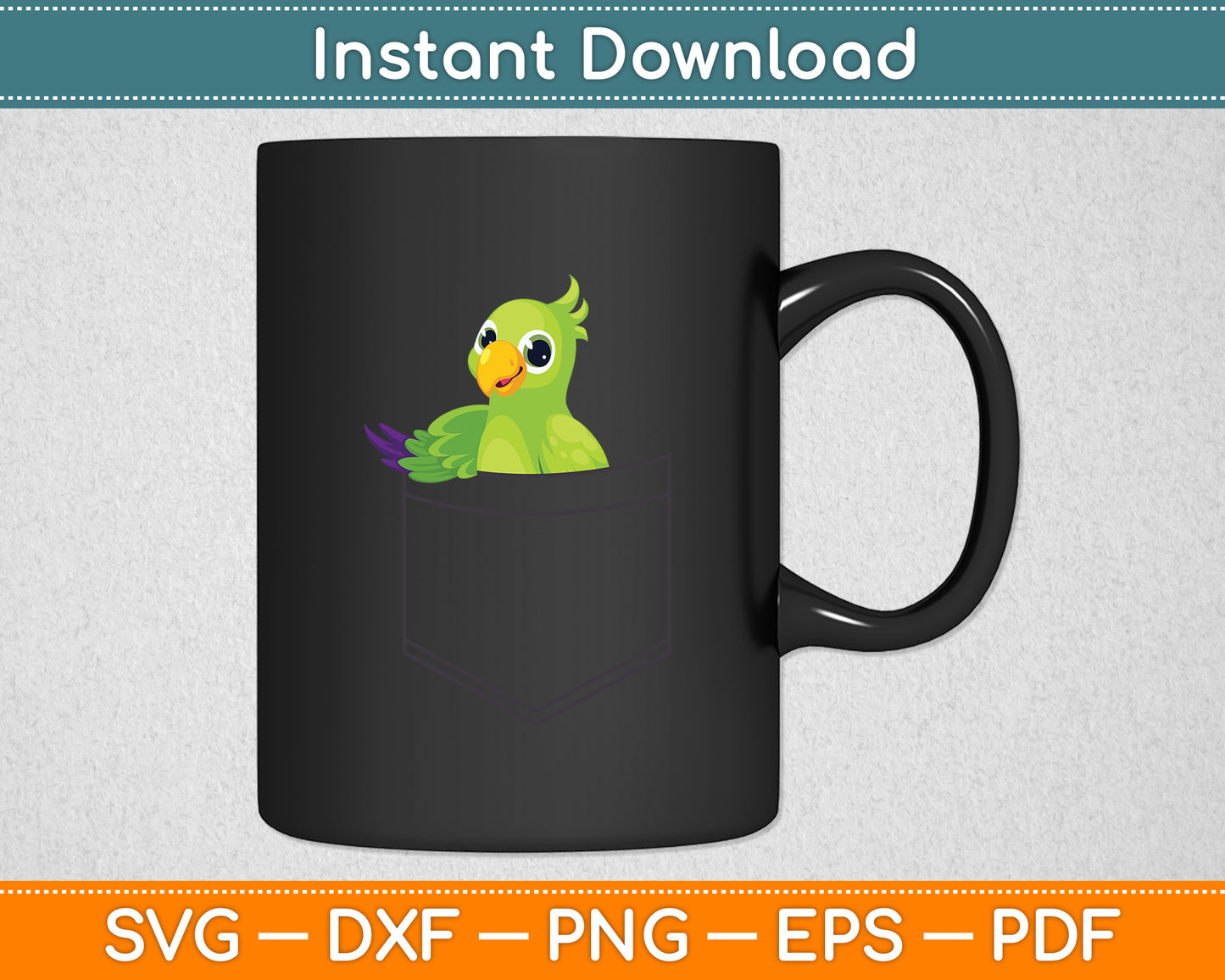 Quaker Parrot In a Pocket Funny Svg Digital Cutting File
