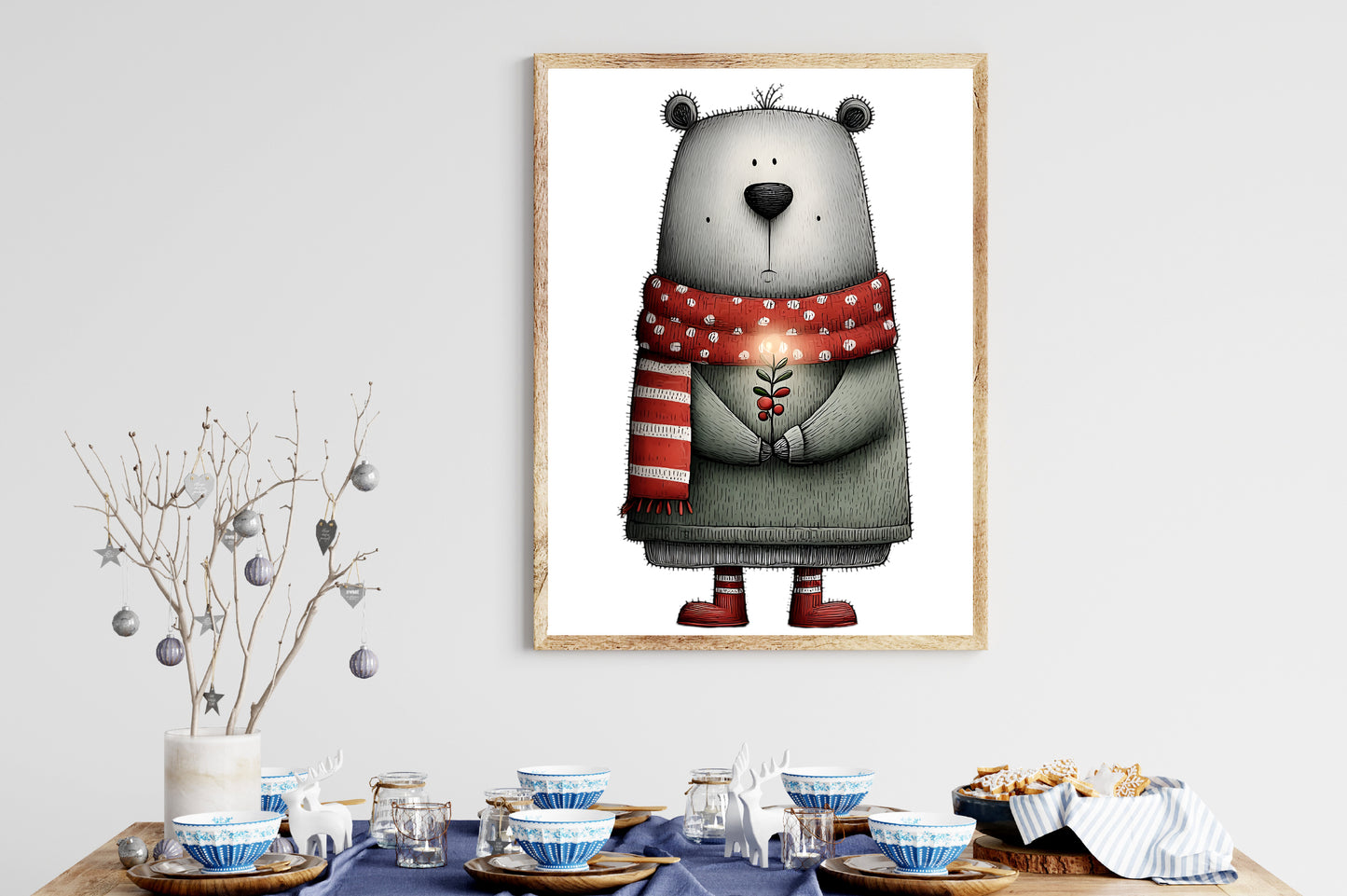 Quirky Christmas Bear Clipart PNG Sublimation