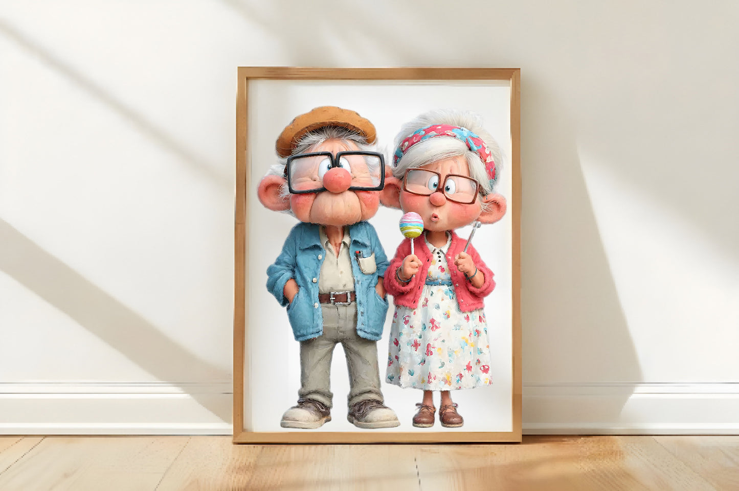 Quirky Christmas Old Couple Clipart PNG