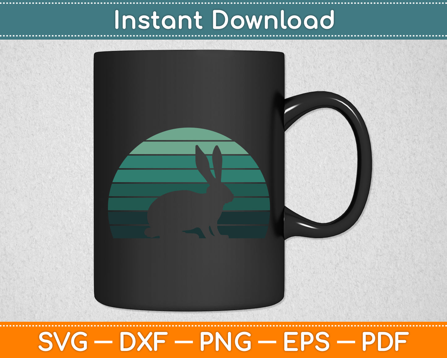 Rabbit Sunset Cute Animals Mammal Retro Svg Png Dxf Digital Cutting File