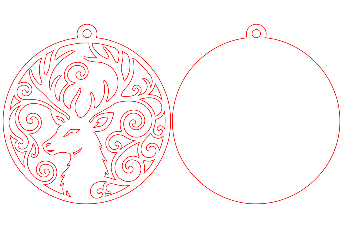 Reindeer Christmas Ornament Laser Cut SVG
