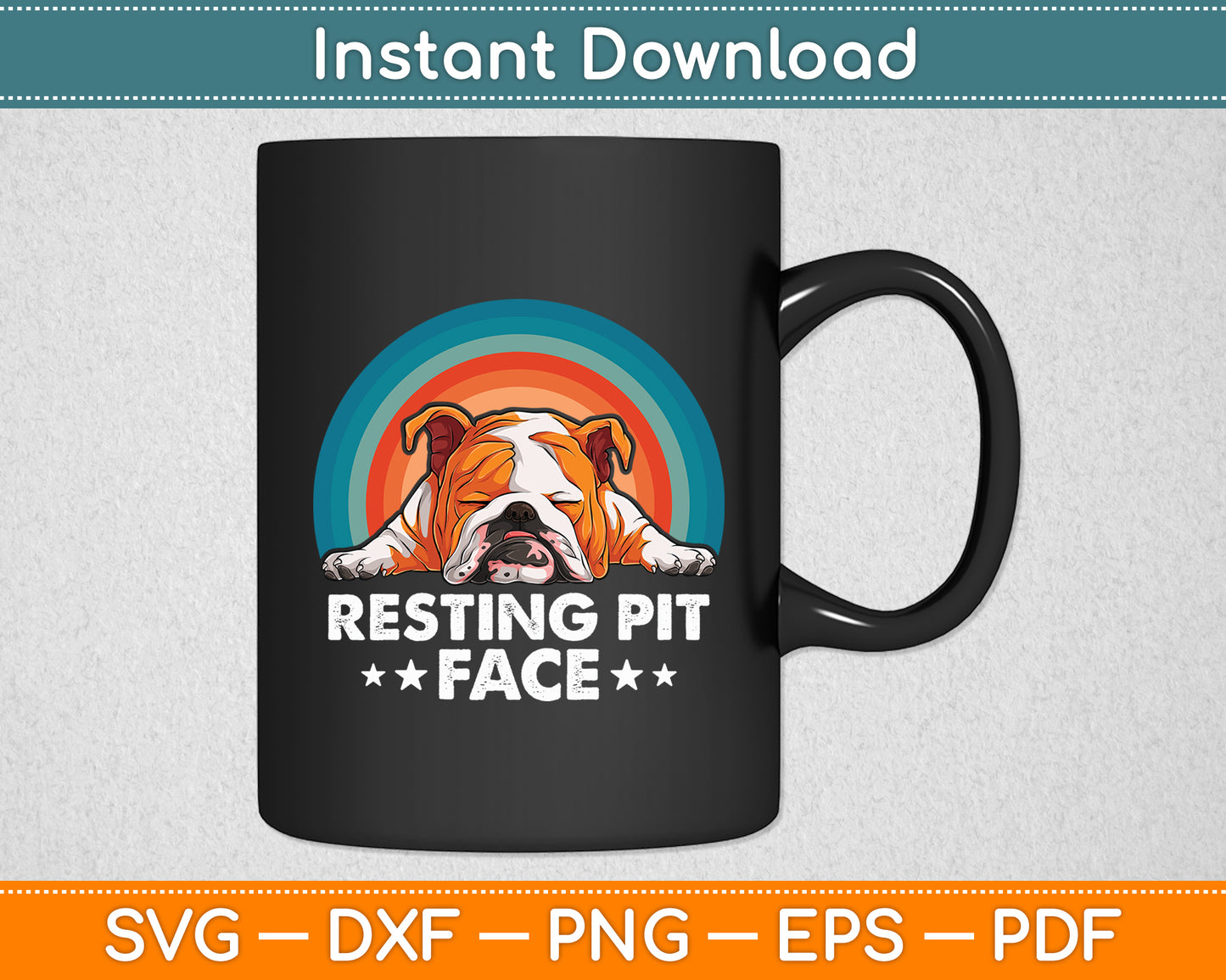 Resting Pit Face Pitbull Retro Vintage Dog Lovers Funny Svg Digital Cutting File