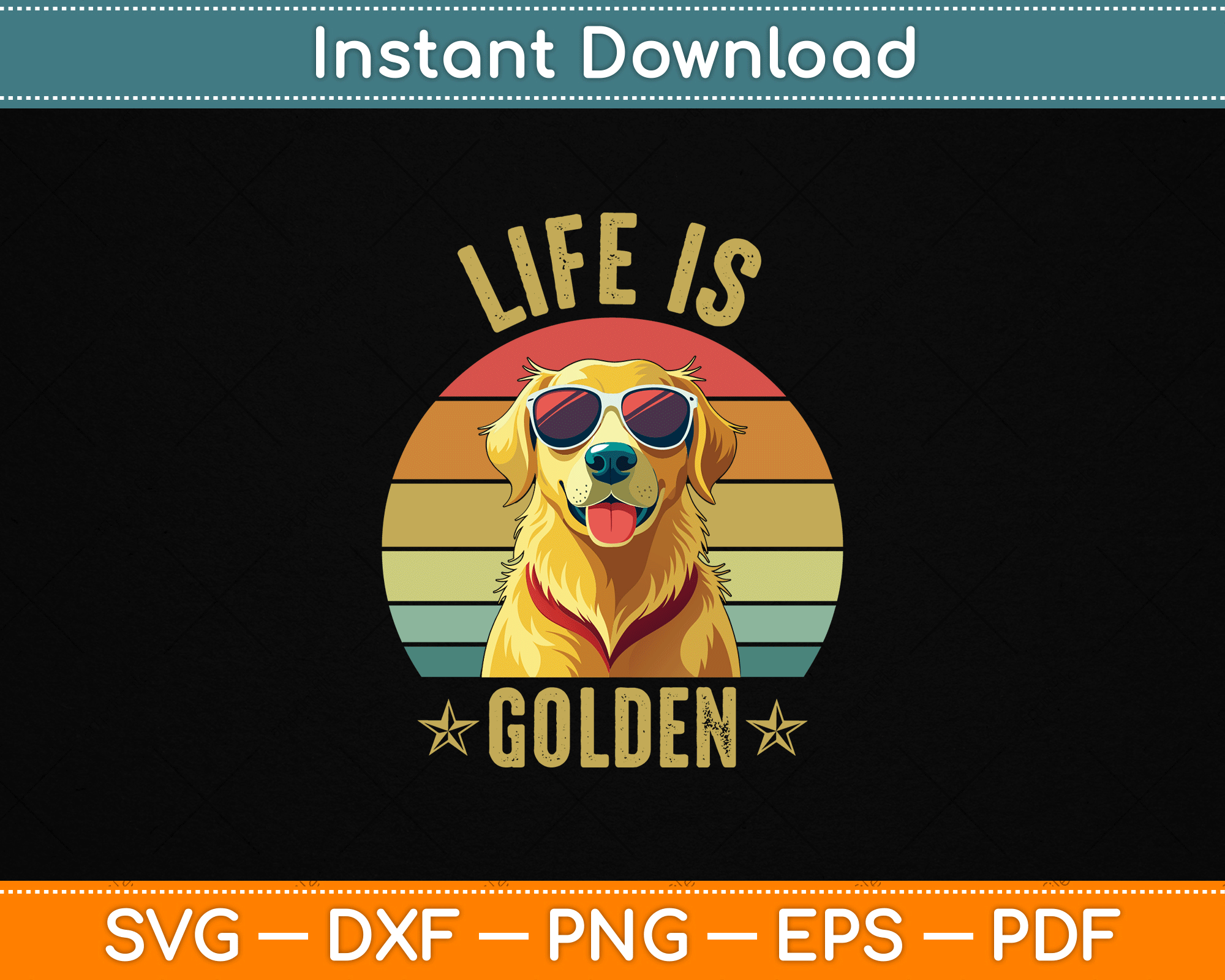 Retro Golden Retriever Funny Dog SVG Digital Cutting File – artprintfile