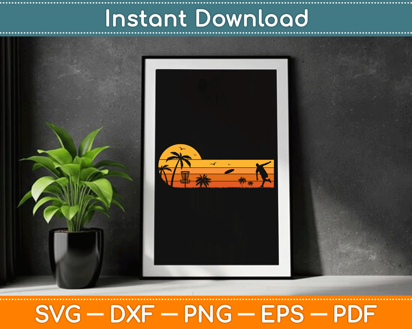 Retro Vintage Frisbee Golf Player SVG Digital Cutting File