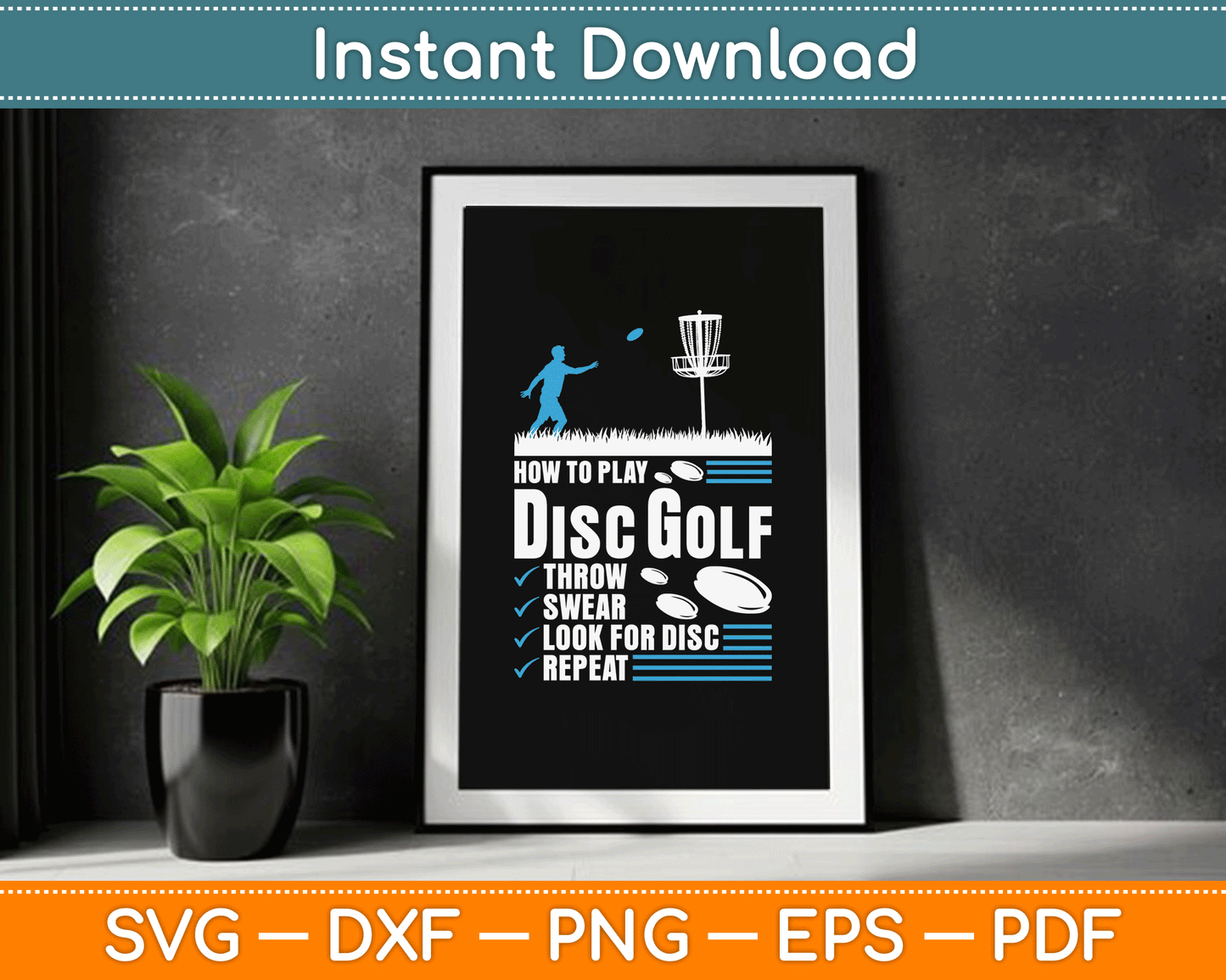 Retro Vintage Frisbee Golf Player SVG Digital Cutting File