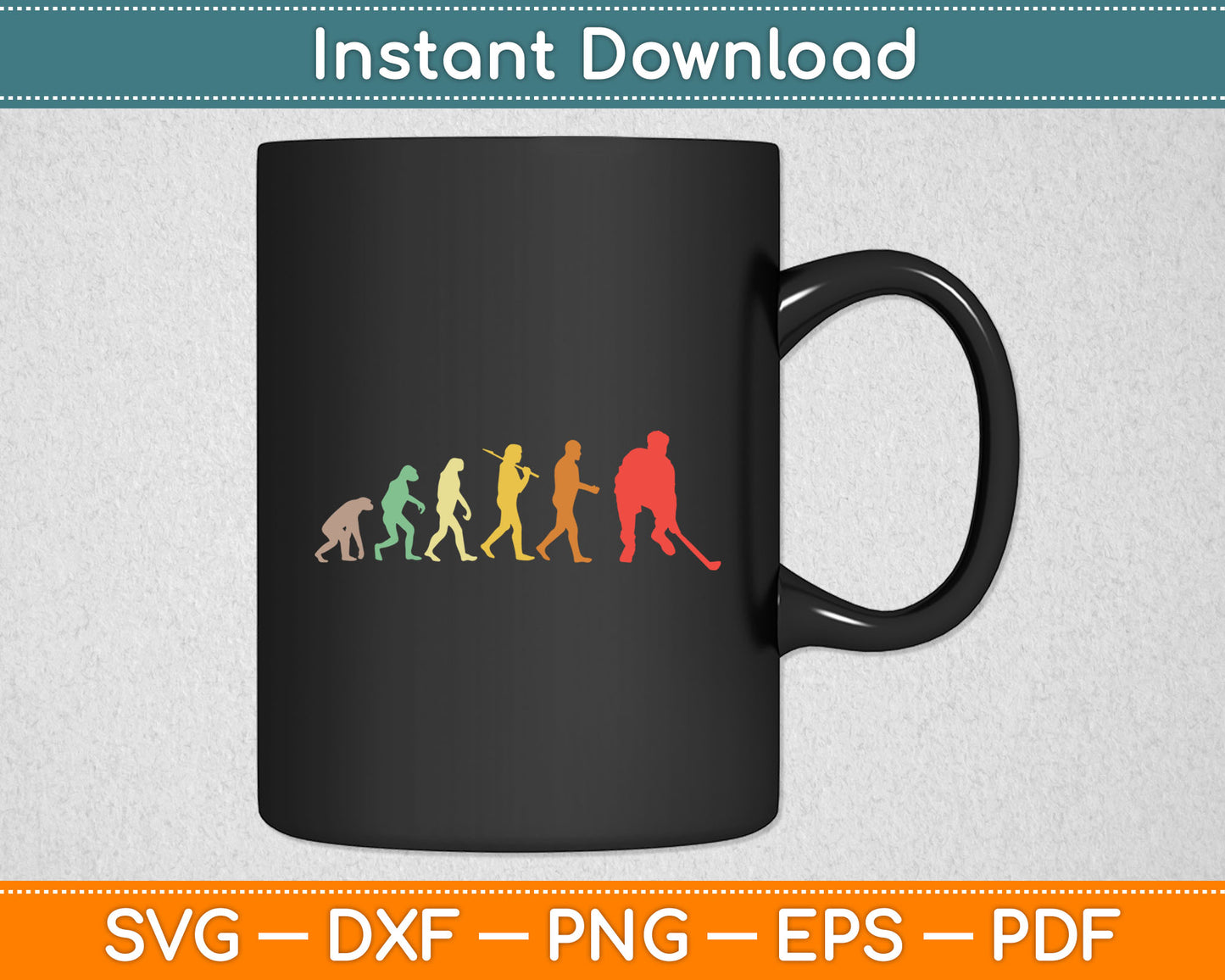 Retro Ice Hockey Evolution Gift For Ice Hockey Players Svg Digital Cutting File