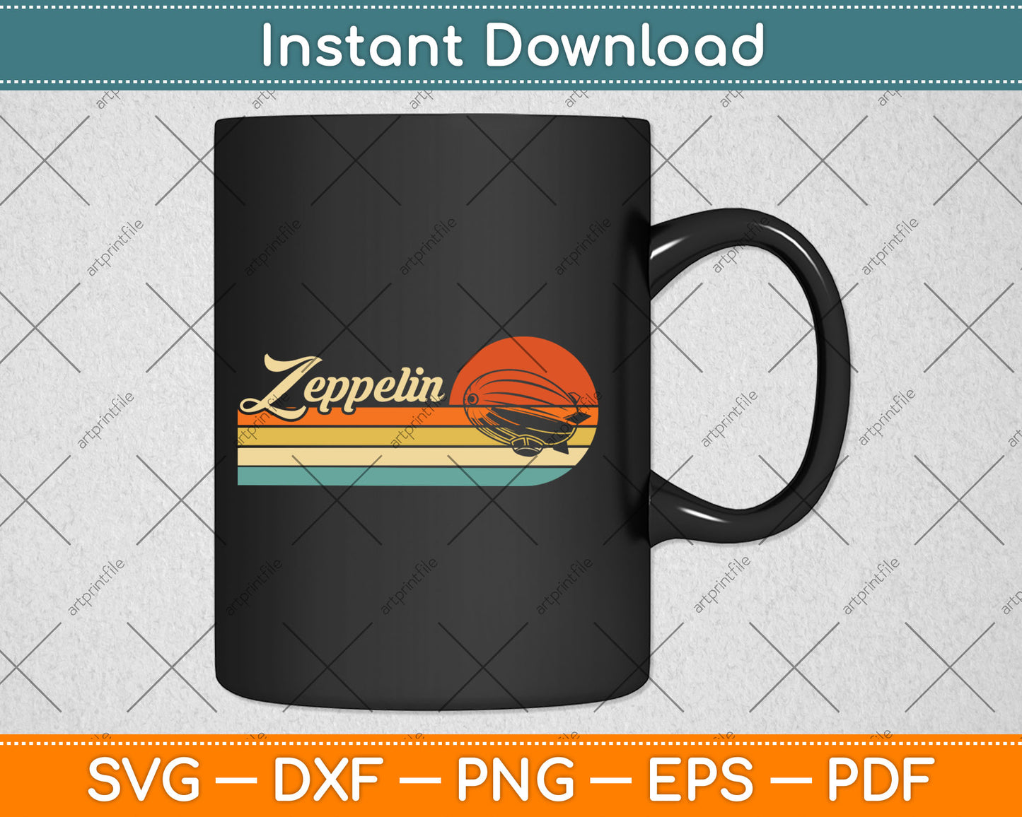 Retro Sunset Funny Dirigible Airship Svg Digital Cutting File