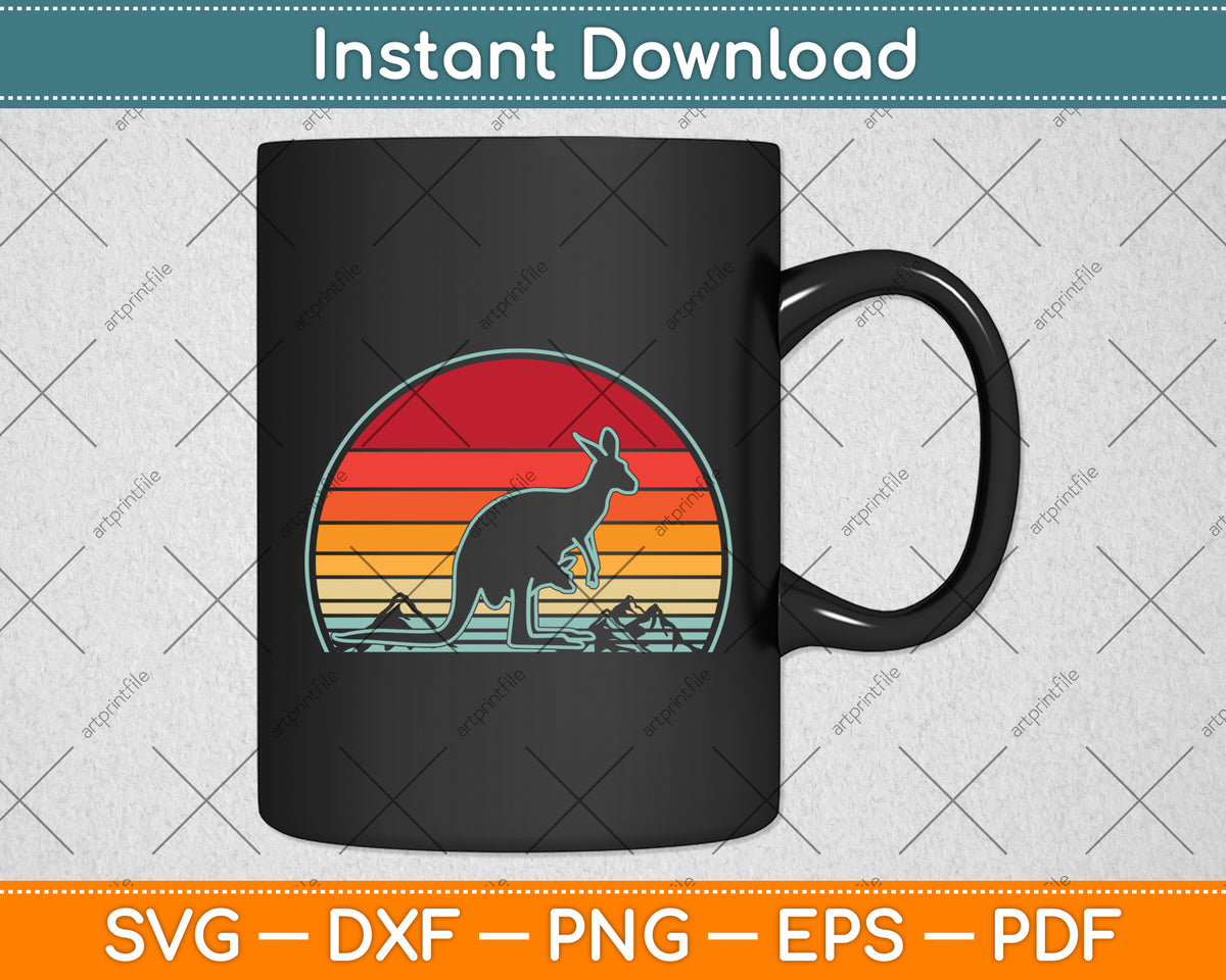 Retro Vintage Kangaroo Svg Png Dxf Digital Cutting File