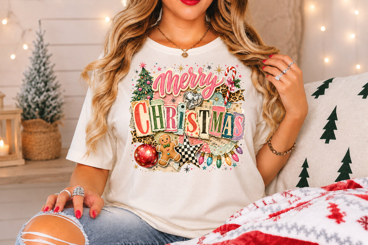 Retro Vintage Merry Christmas PNG Pink Leopard Candy Cane Holiday Sublimation
