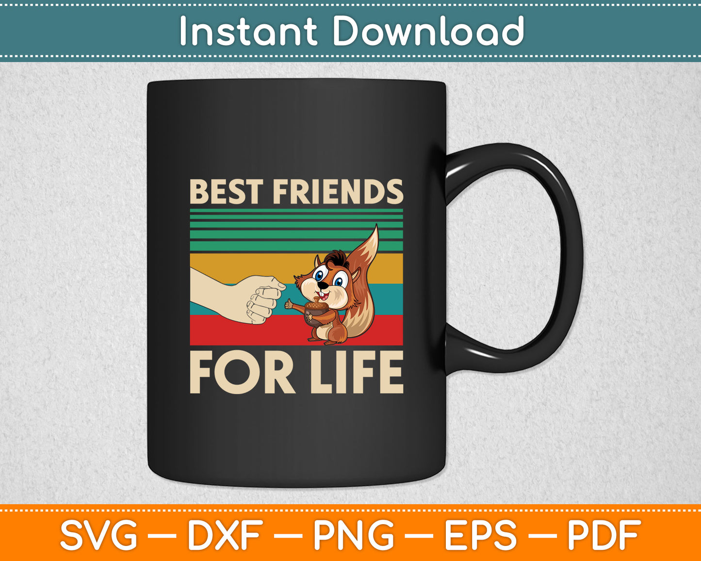 Retro Vintage Squirrel Best Friend For Life Fist Bump Svg Digital Cutting File