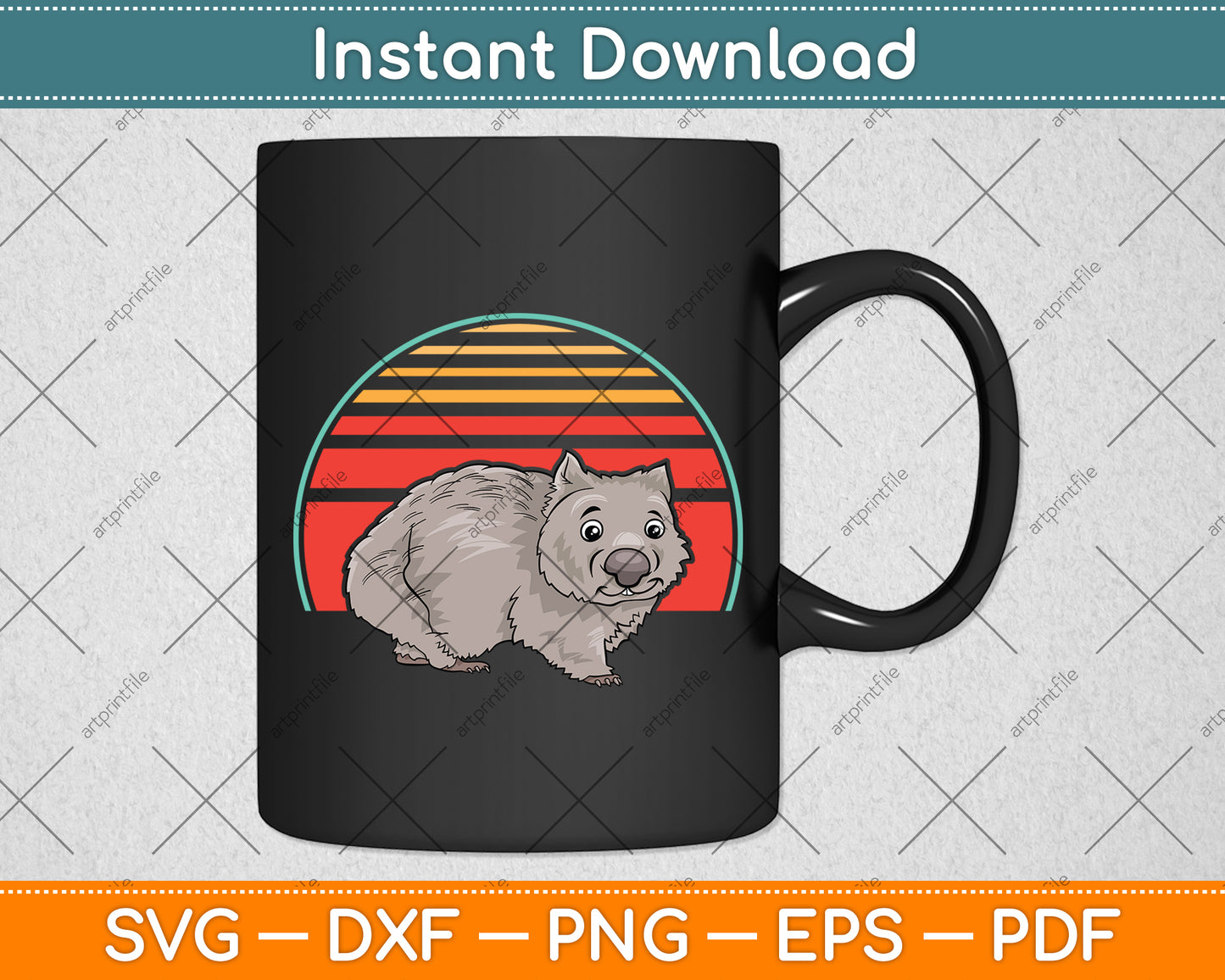 Retro Wombat Vintage Svg Png Dxf Digital Cutting File