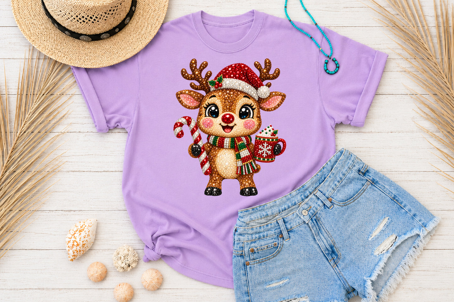 Rhinestone Christmas Reindeer PNG Sublimation Design