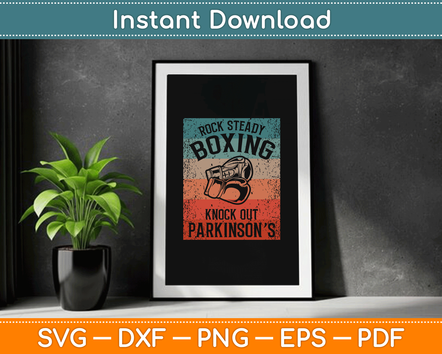 Rock Steady Boxing Knock Out Parkinson’s Awareness SVG Digital Cutting File