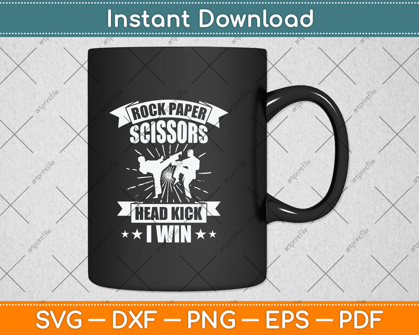 Rock Paper Scissors Headkick Win Funny Taekwondo Karate Svg Png Dxf Digital Cutting File