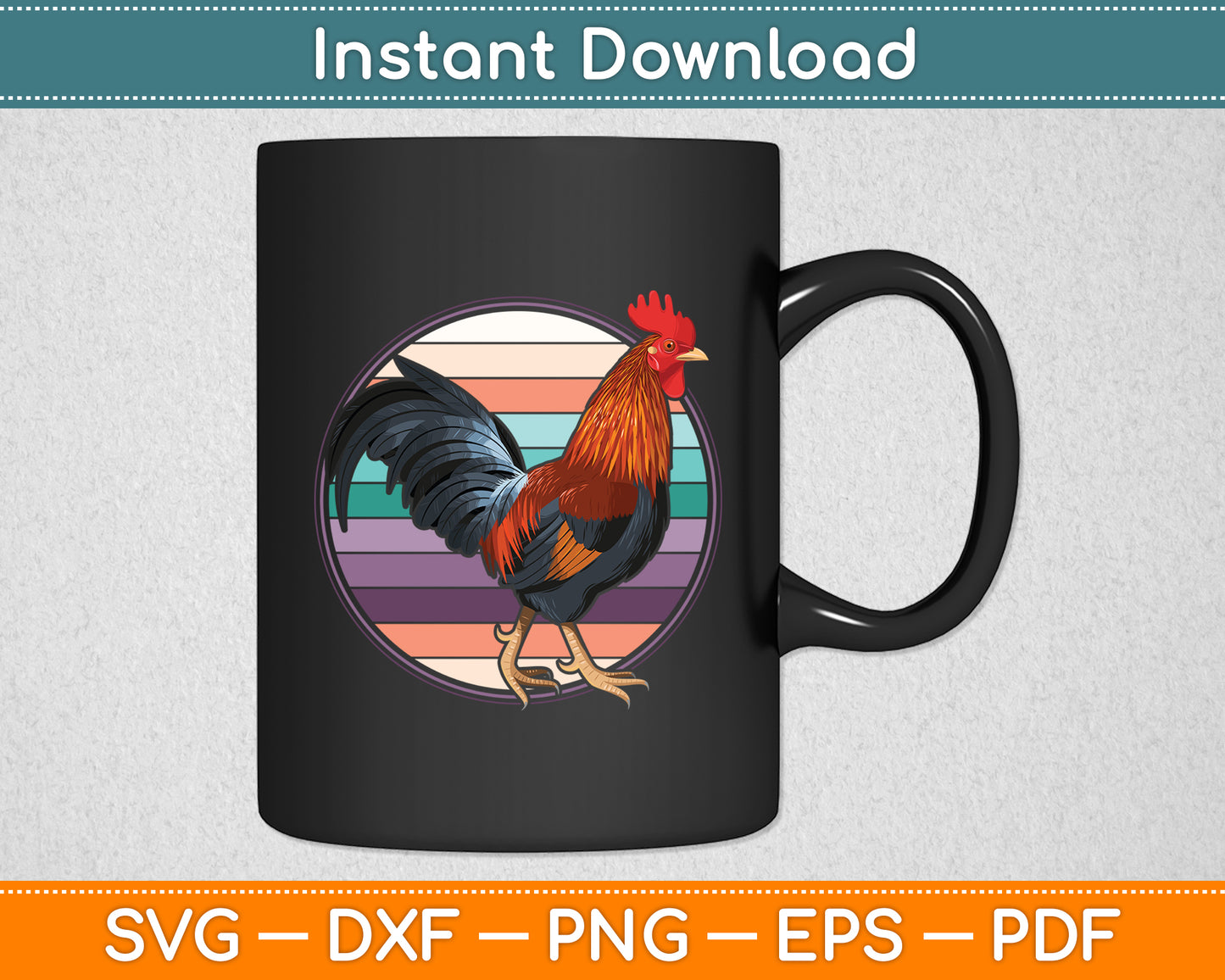 Rooster Distressed Retro Vintage Chicken Farm Poultry Lover Svg Digital Cutting File