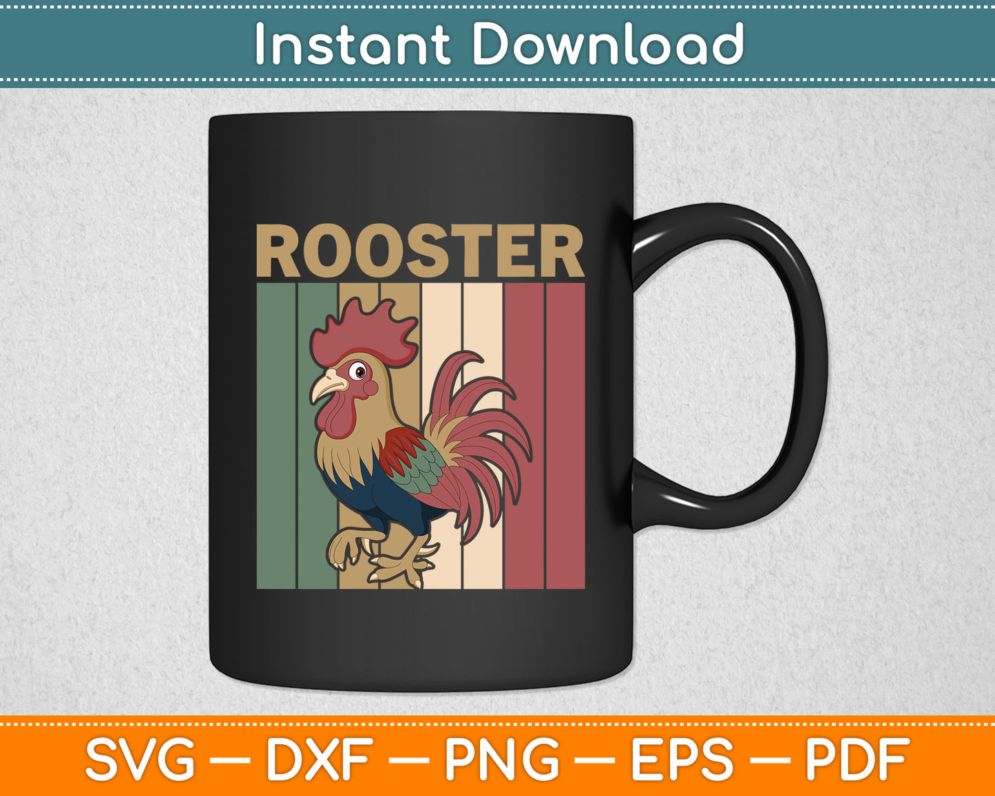 Rooster Vintage Retro Style Svg Digital Cutting File