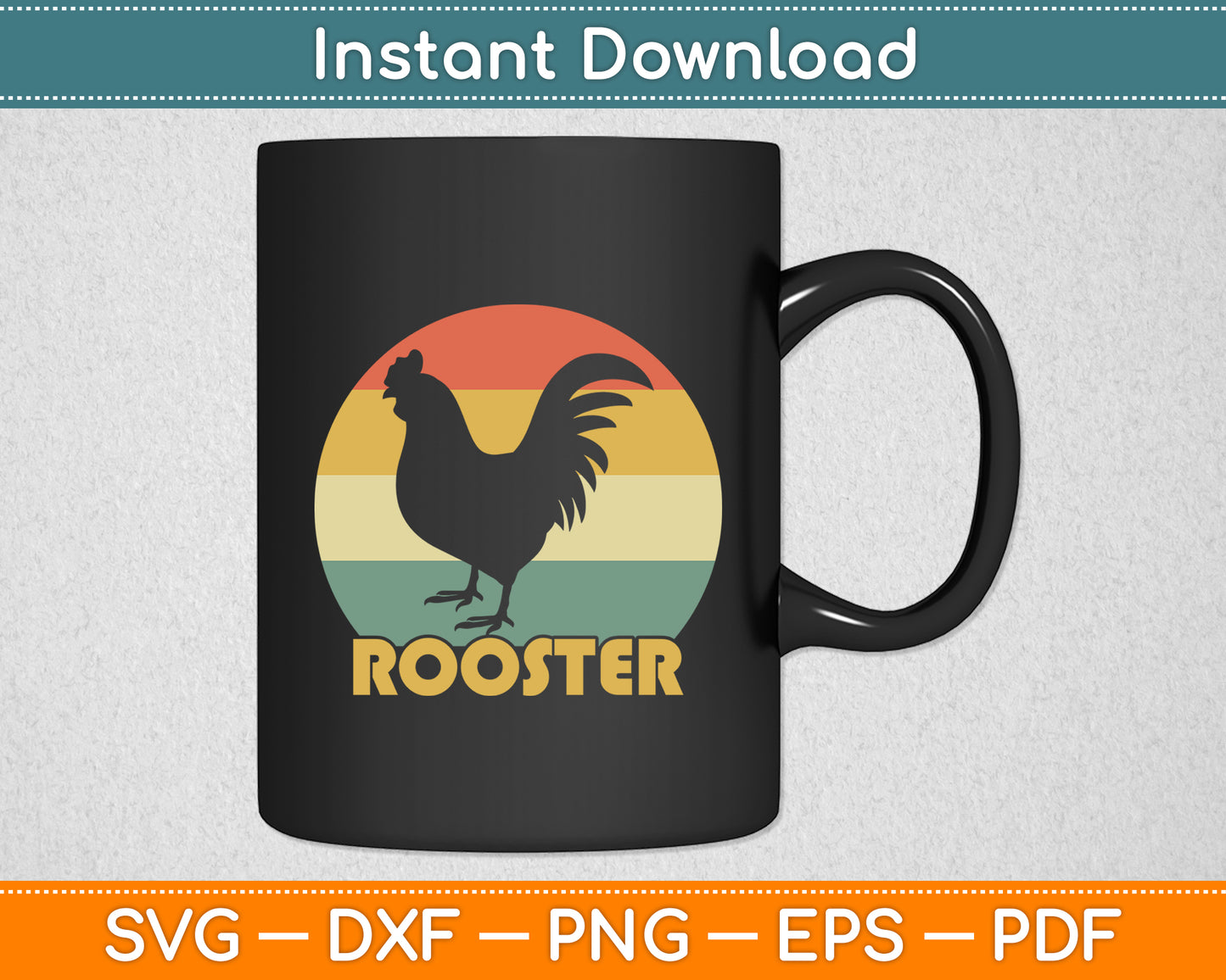 Rooster Vintage Retro Style Svg Png Dxf Digital Cutting File