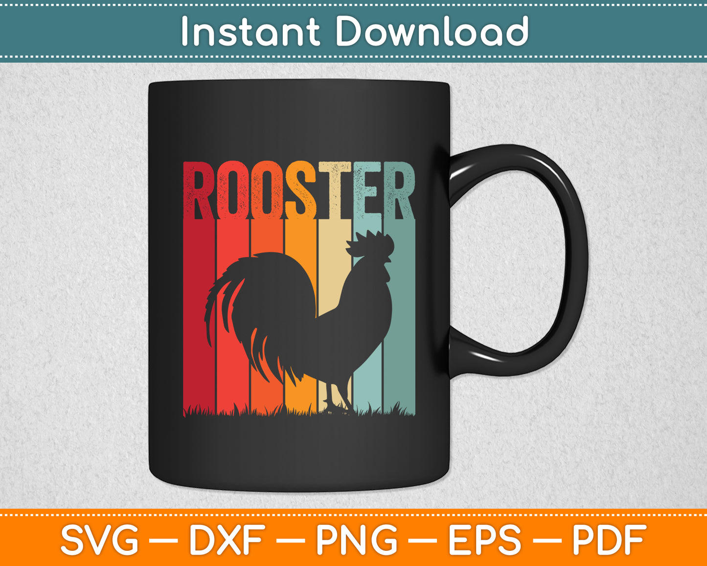 Rooster Vintage Retro Style Svg Png Dxf Digital Cutting File