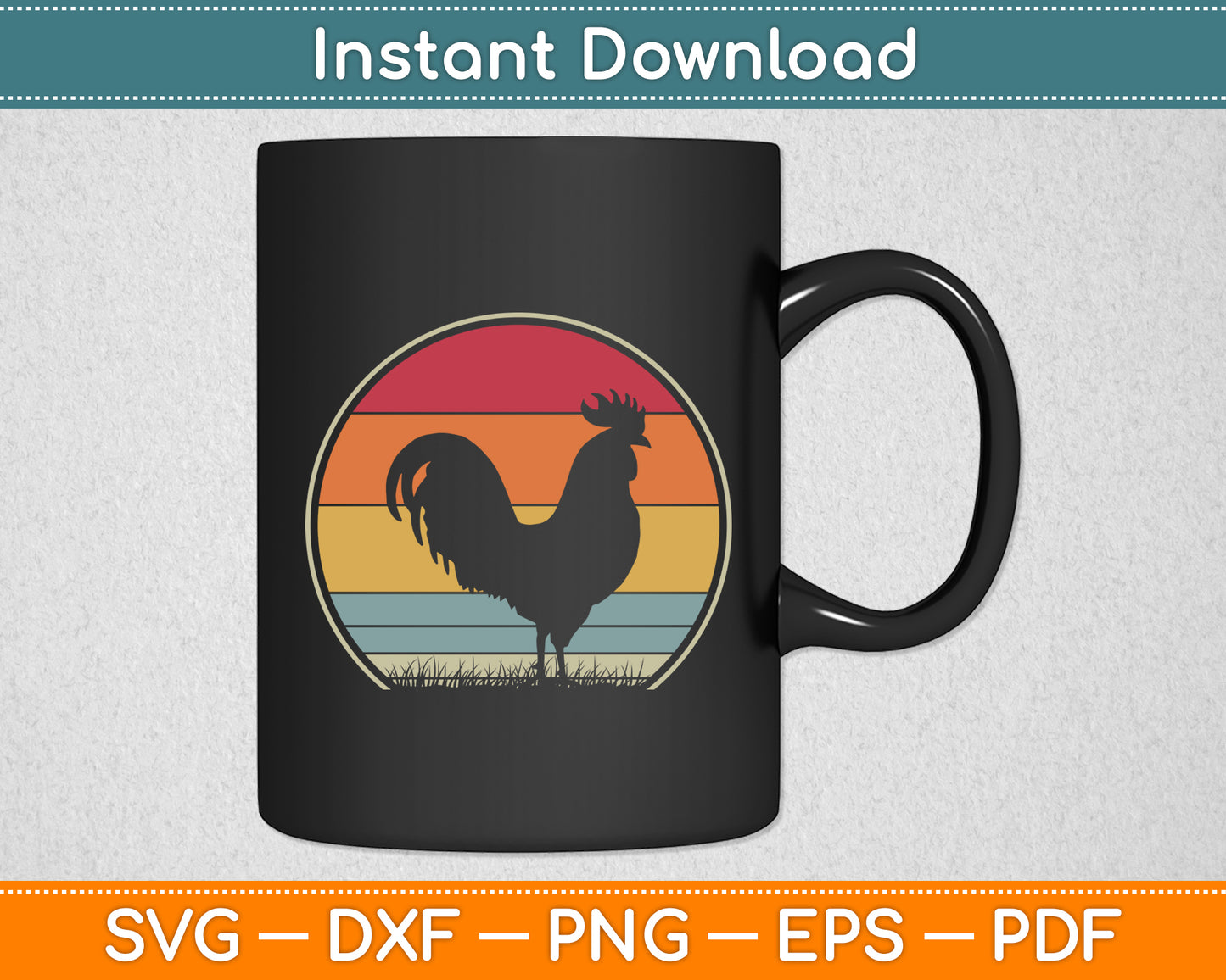Roosters Lover Vintage Retro Rooster Svg Png Dxf Digital Cutting File