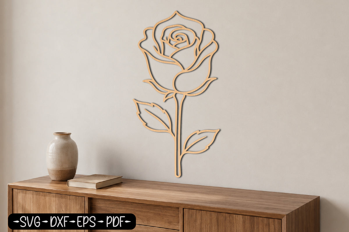 Rose Flower Laser Cut SVG | Elegant Rose Floral Wall Art Cut File