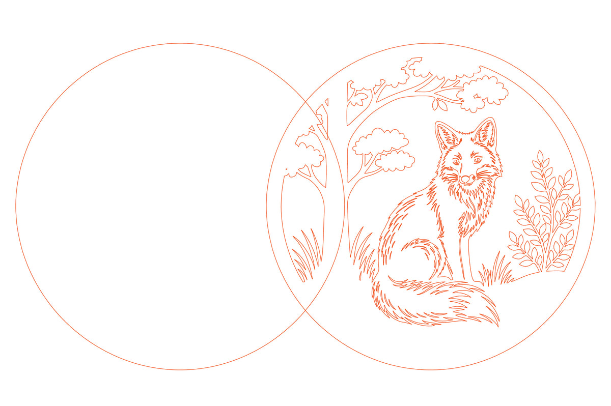 Fox Round Sign Laser Cut SVG