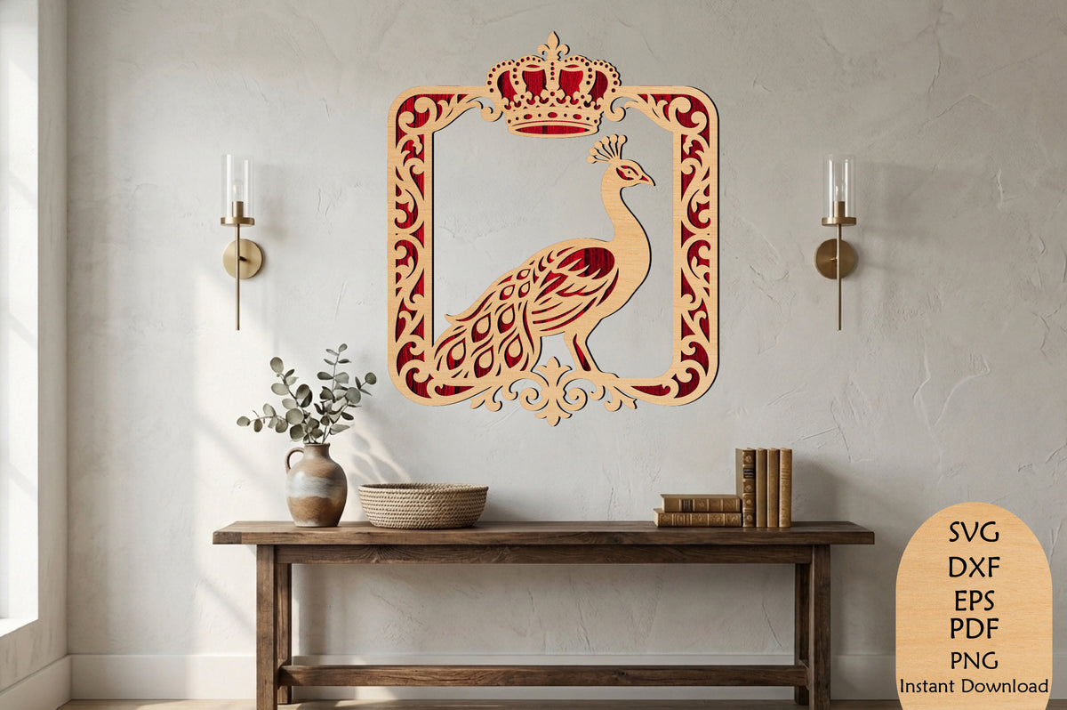 Royal Peacock Wall Art Laser Cut SVG